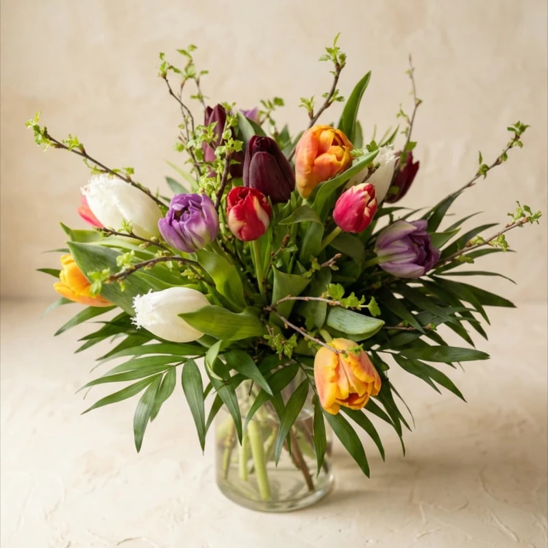 Frühlingsstrauß mit bunten Tulpen